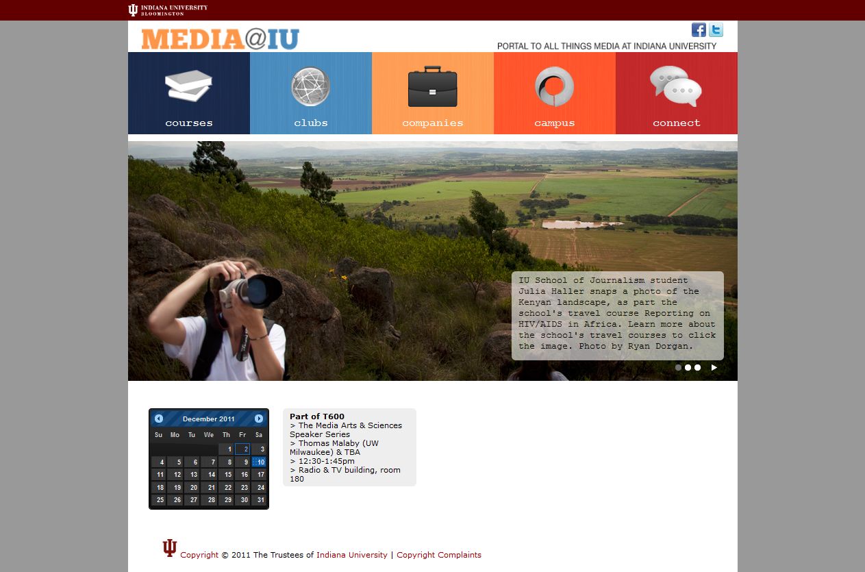 Screenshot of Media@IU website