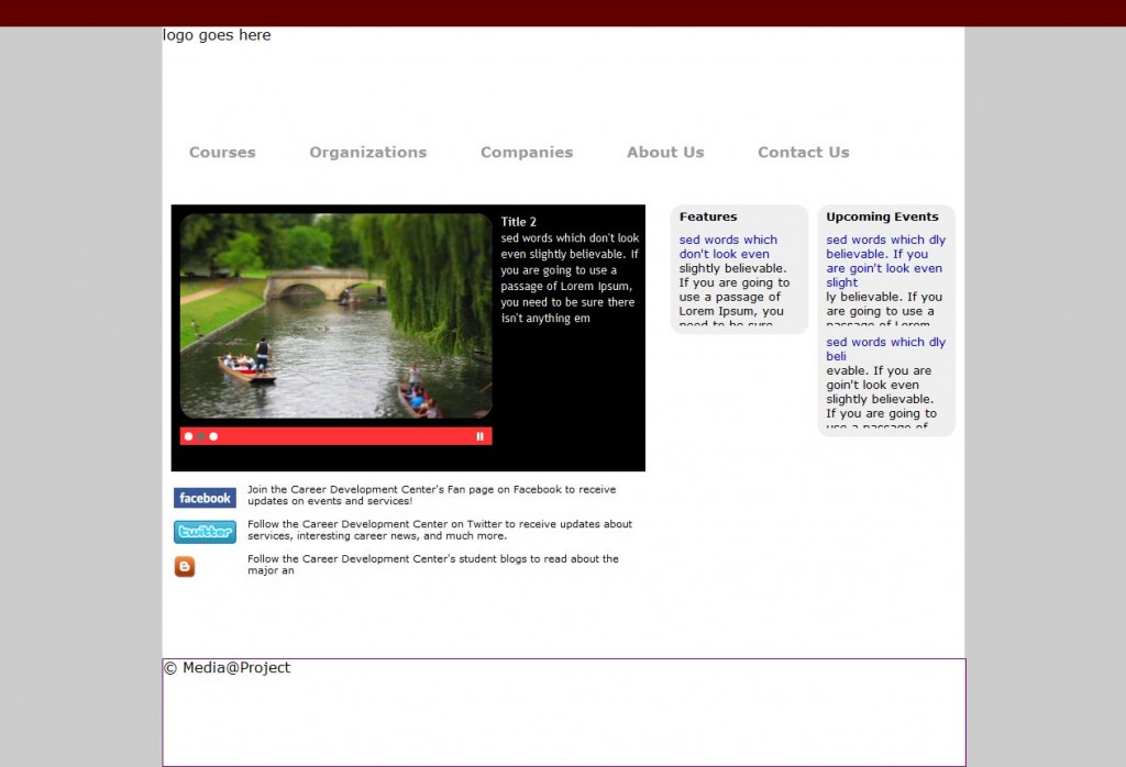 Screencap of prototype for Media@IU website
